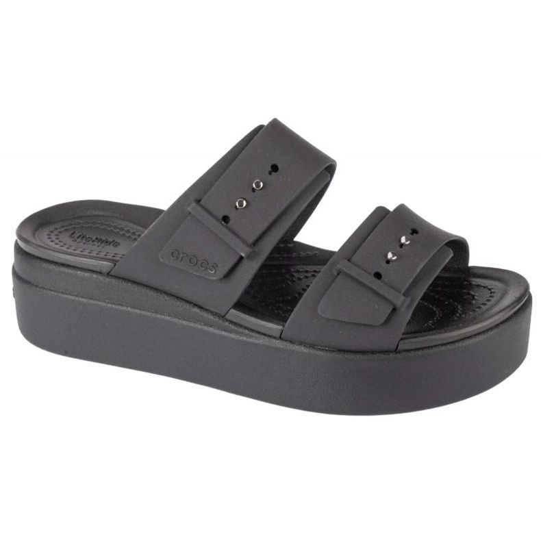 Crocs Brooklyn niske sandale na klin 207431-001 japanke crno