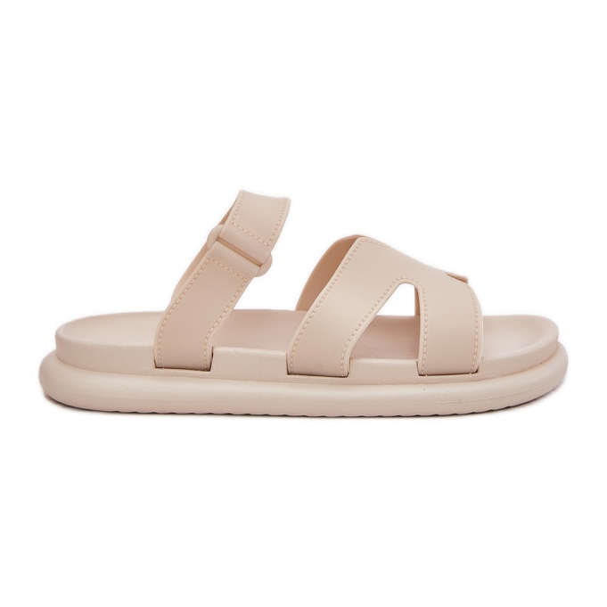 Ženske gumene papuče s bež pojasom