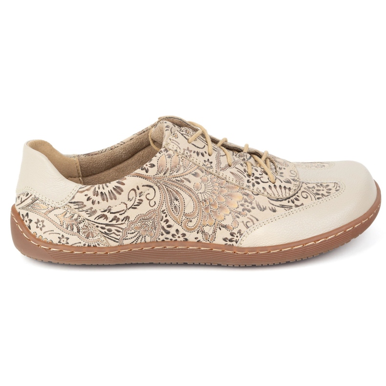 Olivier Bosonoge kožne cipele thalia minimalističke cipele otisak bež