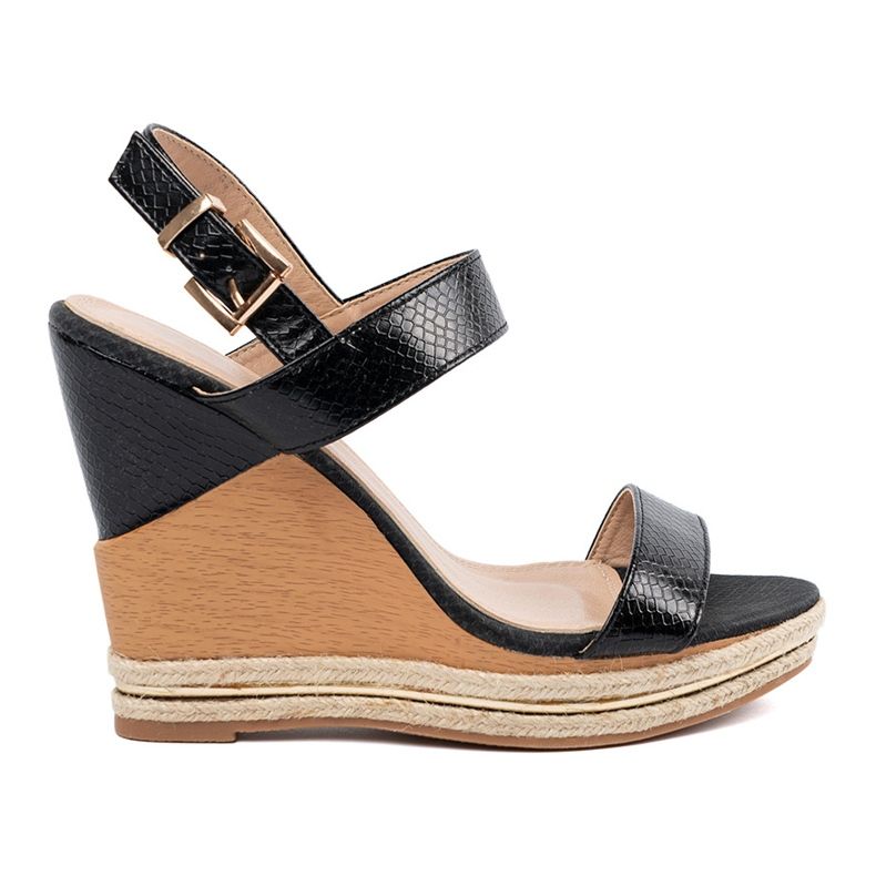 Shelvt Sandale s visokim klinom crno