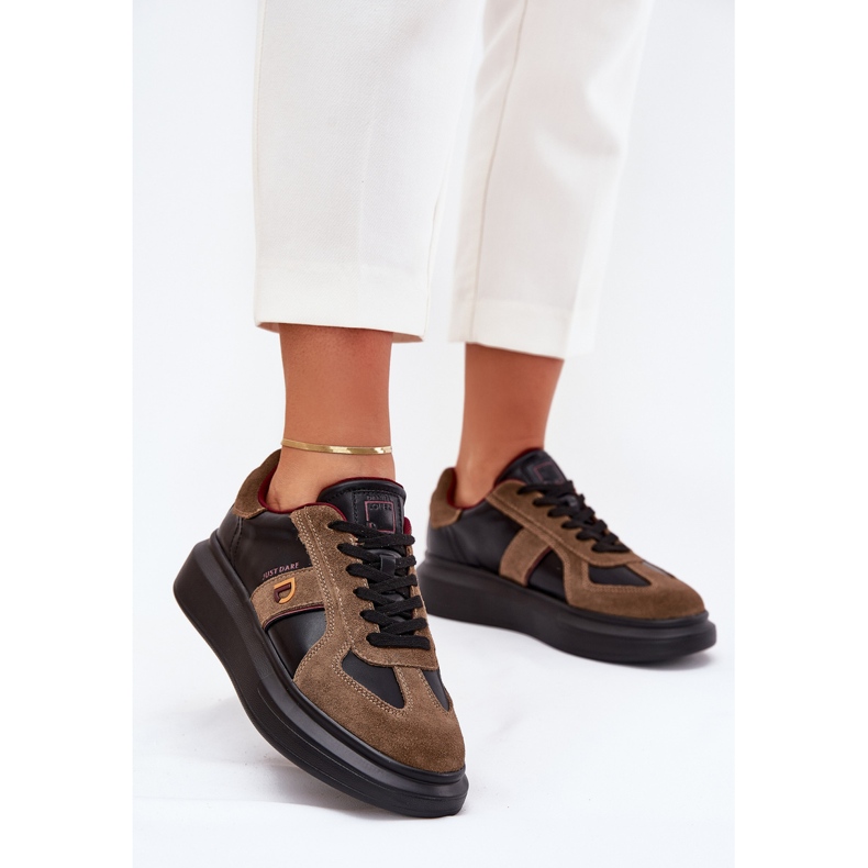 Ženske kožne tenisice na platformi Big Star Daniel Lopez SS2D4001 Black crno