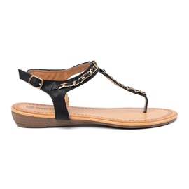 Shelvt Sandale s ukrasnim lancem crna