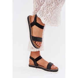 Boto Ženske sandale s pletenicom na ukrašenoj platformi Black Velara crna