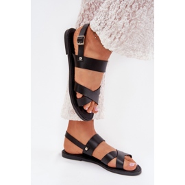 Boto Ravne ženske sandale s eko kožom crnom kalirom