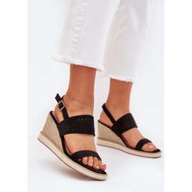 Boto Ženske otvorene sandale za klin s crnom Zolira pletenicama crna
