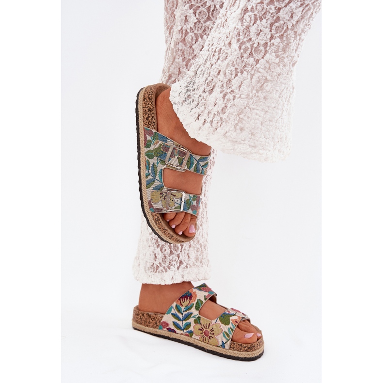 Uzorkane ženske papuče na plutanoj platformi s Lee Cooper LCW-25-35-3480L Višebojni kopči raznobojna