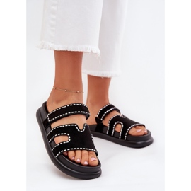 Boto Ženski klip s ukrasom na platformi Black Dlyna crna