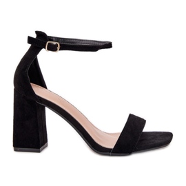 Boto Ženske sandale na Eco Suede Post Black Elirae crna