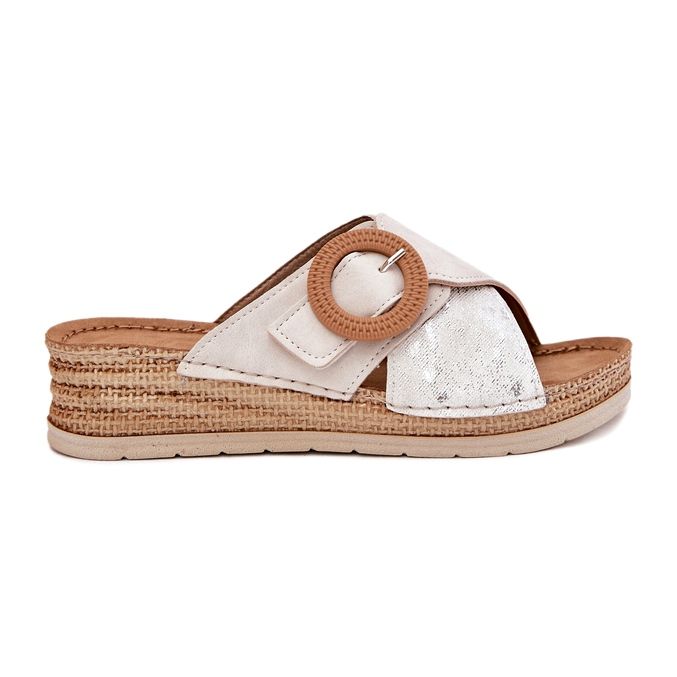 Ženski klinovi s ukrasnom inblu RV000012 stezaljkom stezaljke bež