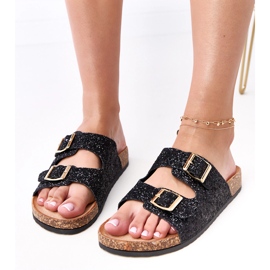 Crni sjaj lepršavi na plutasti potplat flote crna