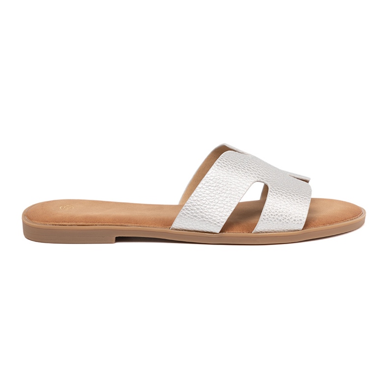 Shelvt Srebrne ženske papuče s izrezima srebro