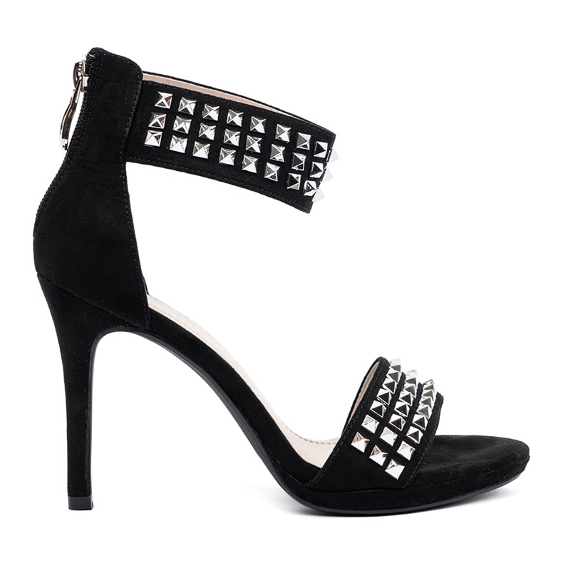 Shelvt Sandale na crnoj pin s cirkonima