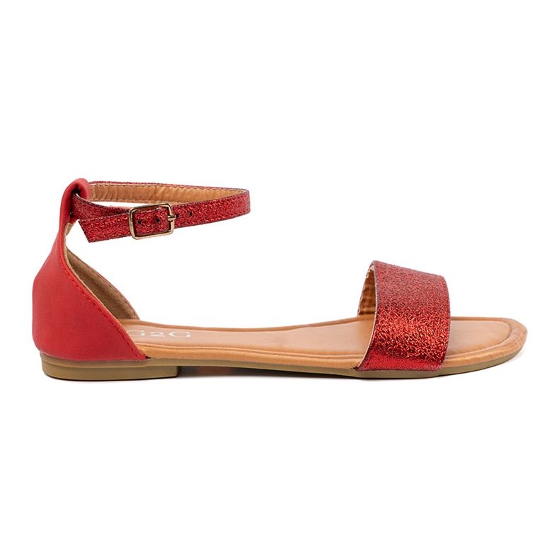 Shelvt Crvene ravne sandale s natkrivenom petom crvena