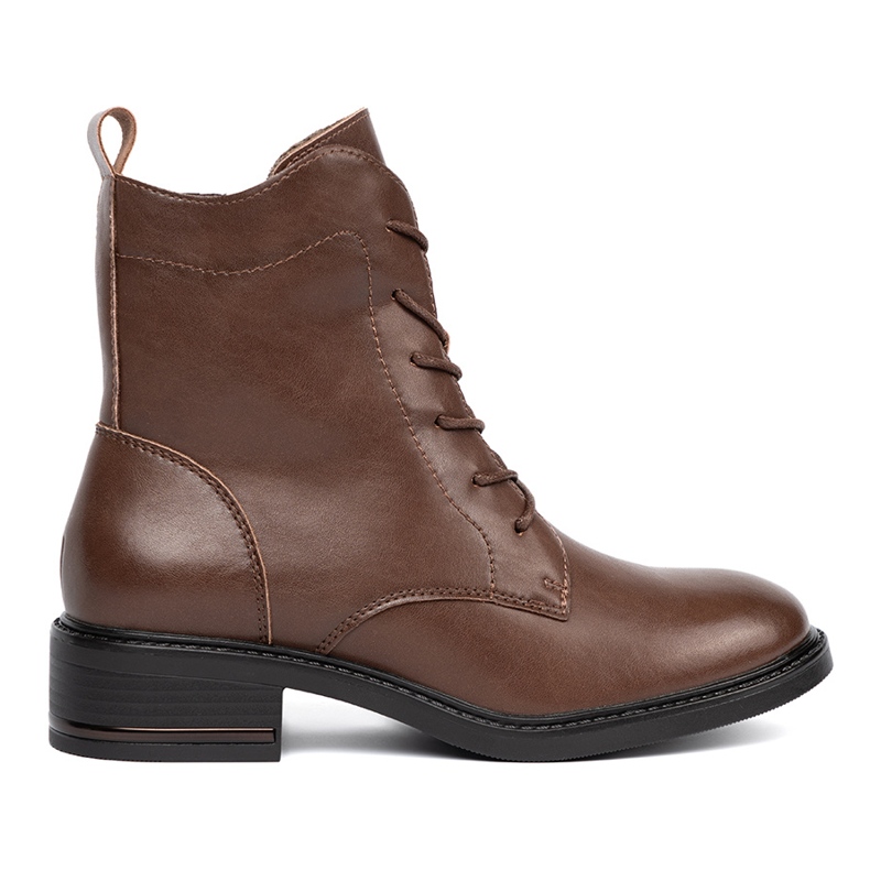 Smeđe čipke -up čizme s niskom petom Sergio Leone smeđa