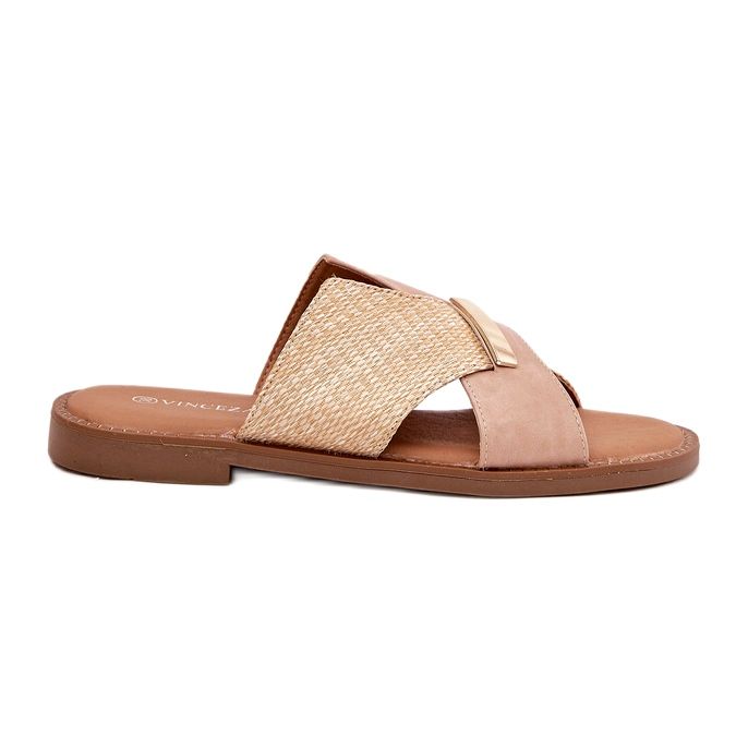 Ženske ravne potpetice s ukrasnom Vinceza 17385 bež