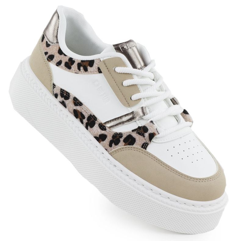 Sportske cipele na ZZ platformi s leopard printom Big Star SS274357 bijela