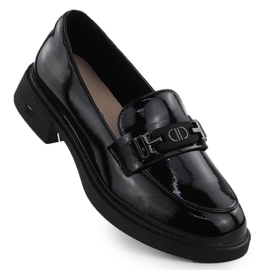 Ženske kožne cipele lakirani loafers crni Vinceza 39957 crna