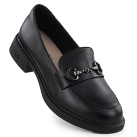 Ženske kožne cipele Black Loafers Vinceza 39958 crna