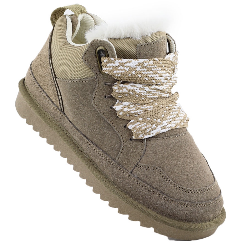 Ženske kožne čizme izolirane tenisice s krznom bež vinceza 97963