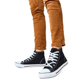 Crne tenisice s otvorenim radom visoke tenisice Taris crna