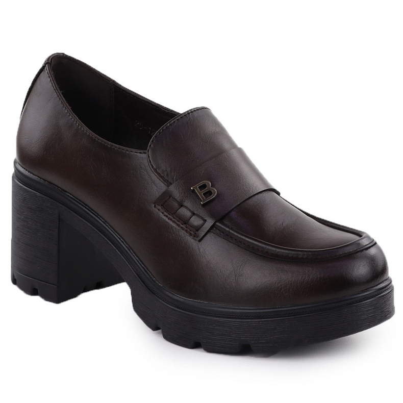Ženske mokasinske cipele na bloku Brown Potocki SZ12700 smeđa