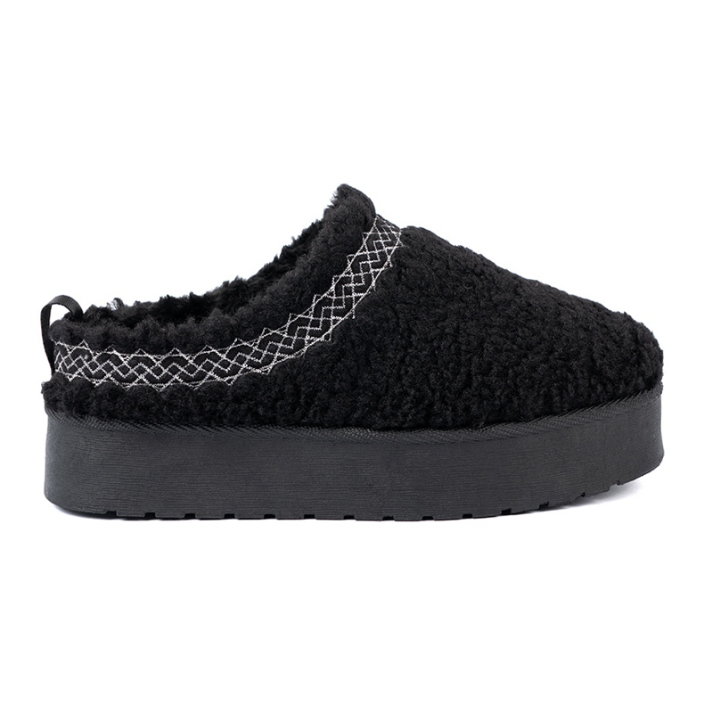 Shelvt Buty a'la śniegowce w czarnym kolorze z ozdobnym haftem crno