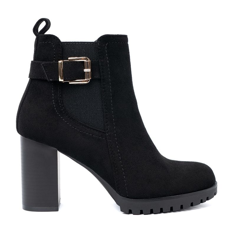 Shelvt Crne čizme na posta s ukrasnom stezaljkom crno