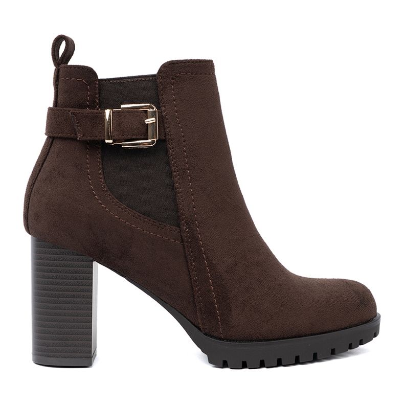 Shelvt Tamno smeđe čizme na posta s ukrasnom stezaljkom