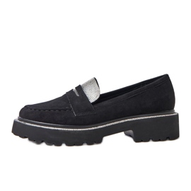 Crni Ekozamszu Moccasins ukrašeni kubičnim cirkonijom Klooren crna