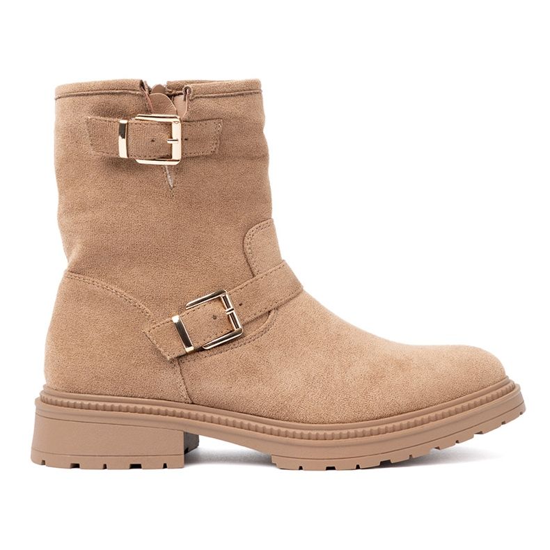 Shelvt Karamelne čizme s ukrasnim zlatnim stezaljkama