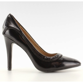 Stilettos s originalnim ukrasom E358 Black crna