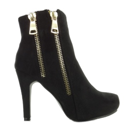 Zlatne čizme A857-1 Crni patentni zatvarači crno