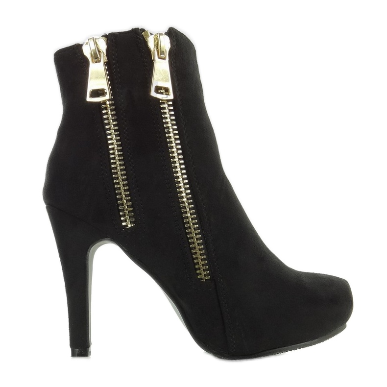 Zlatne čizme A857-1 Crni patentni zatvarači crno