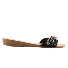 Papuče sa AA-16 crnim kamenčićima crna