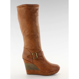 Cipele s platformom razdvojene pete 888-57 deve smeđa višebojan