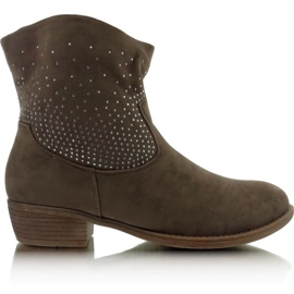 Čizme sa kubičnim cirkonijem 6914 kaki višebojan smeđa