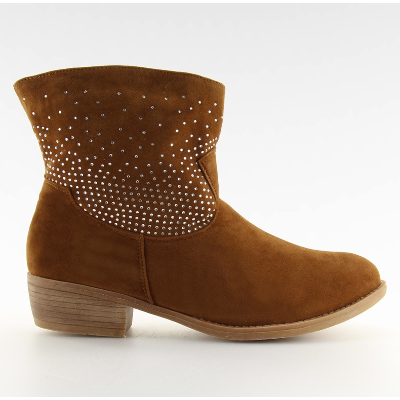 Čizme na gležnju s kubičnom cirkonijom 6914 deve smeđa