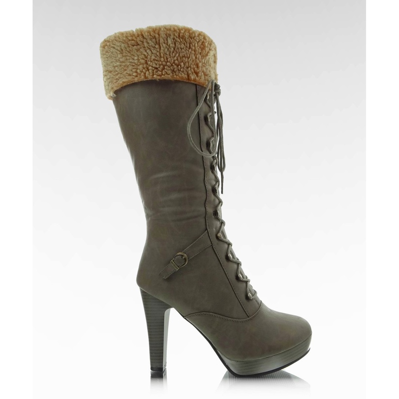 Koljene visoke čizme na postolju G12400 smeđa raznobojna