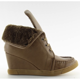 Čipkaste čizme 08134 kaki smeđa višebojan