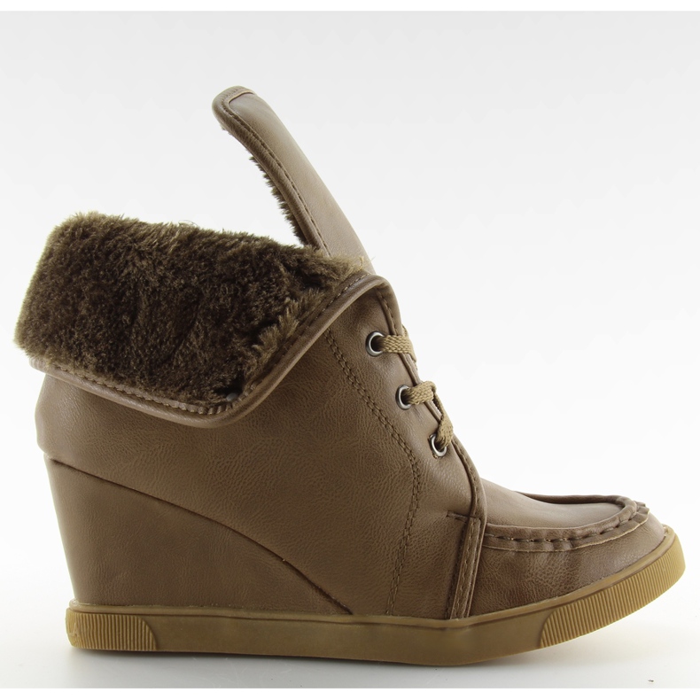 Čipkaste čizme 08134 kaki smeđa raznobojna