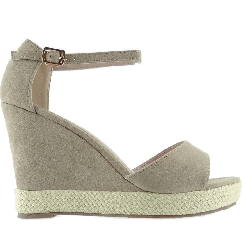 Sandale na klin, laneno uže od marelice smeđa