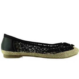 Espadrile od čipke L99163 Crne crna