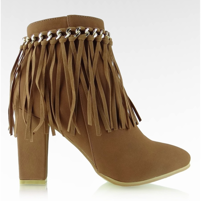 Čizme za gležnjeve s širokim potpeticama Camel smeđa