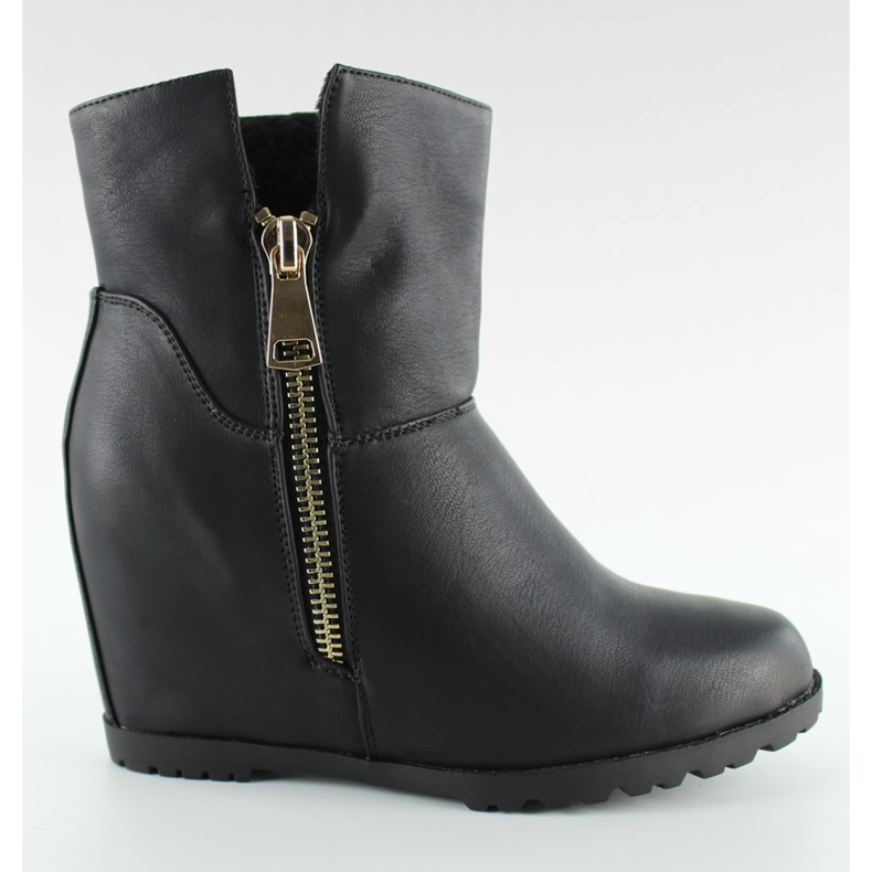 Čizme na janjetu skriveni klin EL025 Crna crno