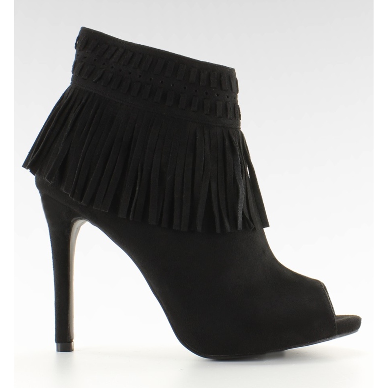 Otvorene čizme s remenom na nožnim prstima 11016 Crne crno