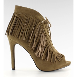 Otvorene čizme na vezanje, boho stil 11015 zelena