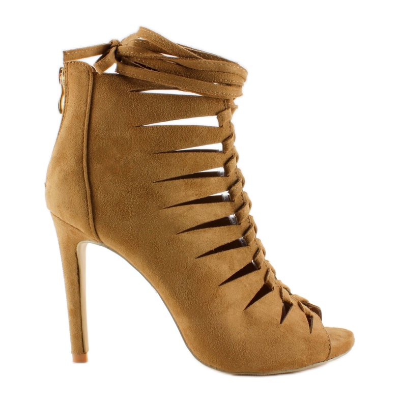 Proljetne čizme otvorenih prstiju od antilopa 4018 Tamno bež smeđa