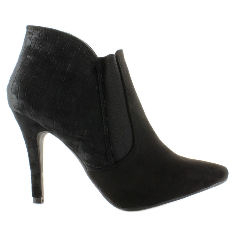 Elegantne čizme na visokoj peti od antilopa 1080 Black crno