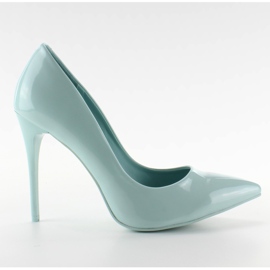 Glatko lakirane visoke potpetice E396 L. Plave boje plava