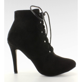 Čipkaste visoke potpetice H253 crne crna